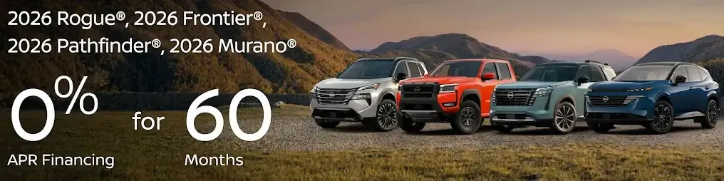 New 2026 Nissan Rogue, Frontier, Pathfinder & Murano special